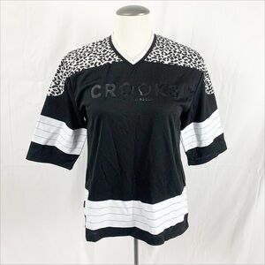 CLEARANCE -- Crooks & Castles Black White Leopard Print Jersey Top Size Small